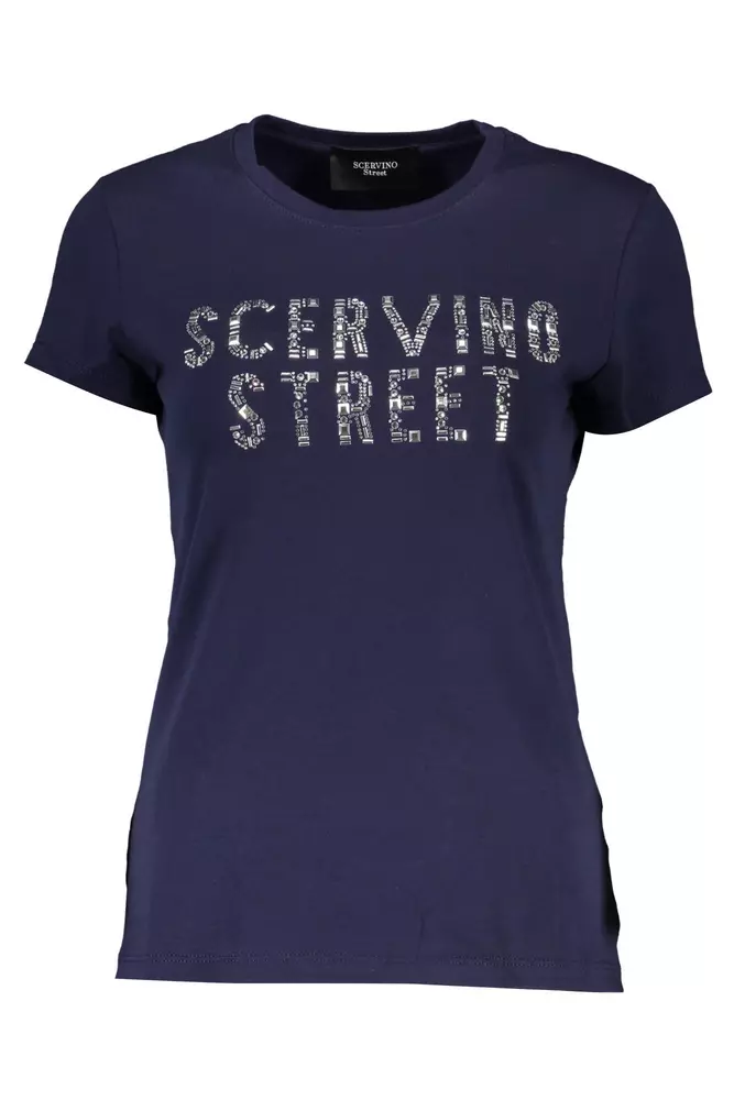 

Синяя хлопковая женская футболка Ermanno Scervino