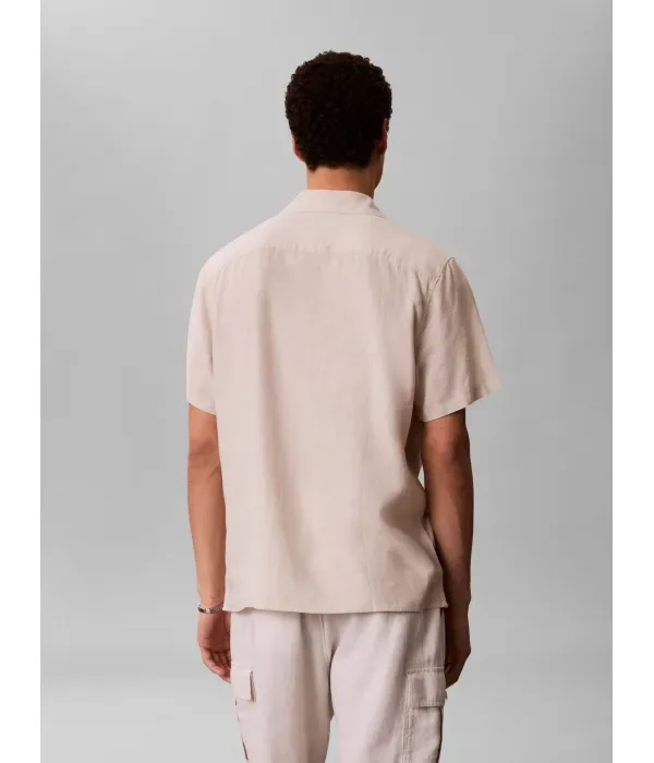 Льняная рубашка classic fit Calvin Klein, бежевый — фото 3