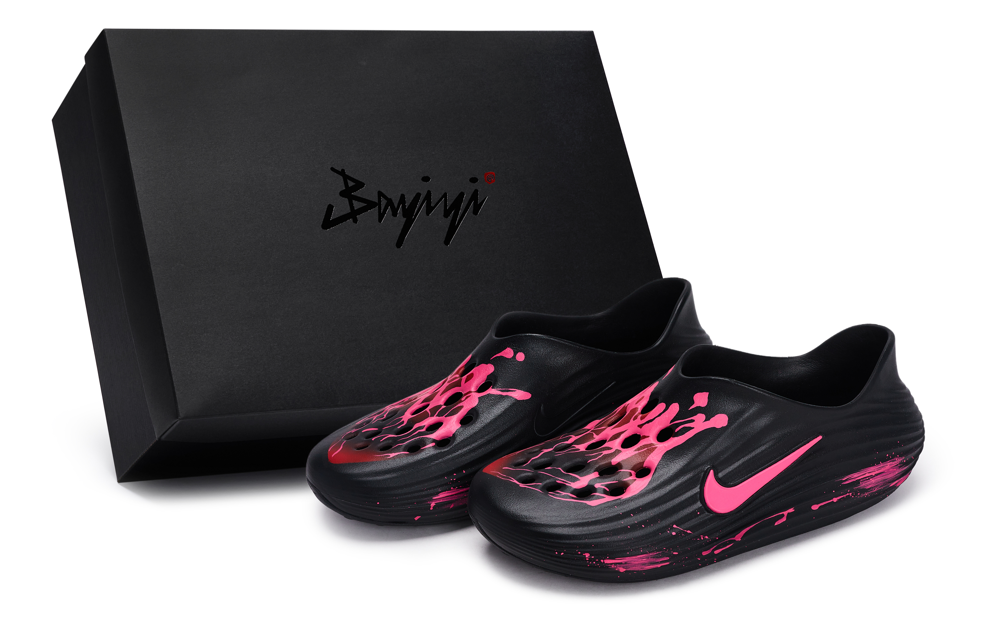 Nike ReactX Rejuven8 811 Manufacturing, Pulse Heart, специальные сабо унисекс, черно-розовые