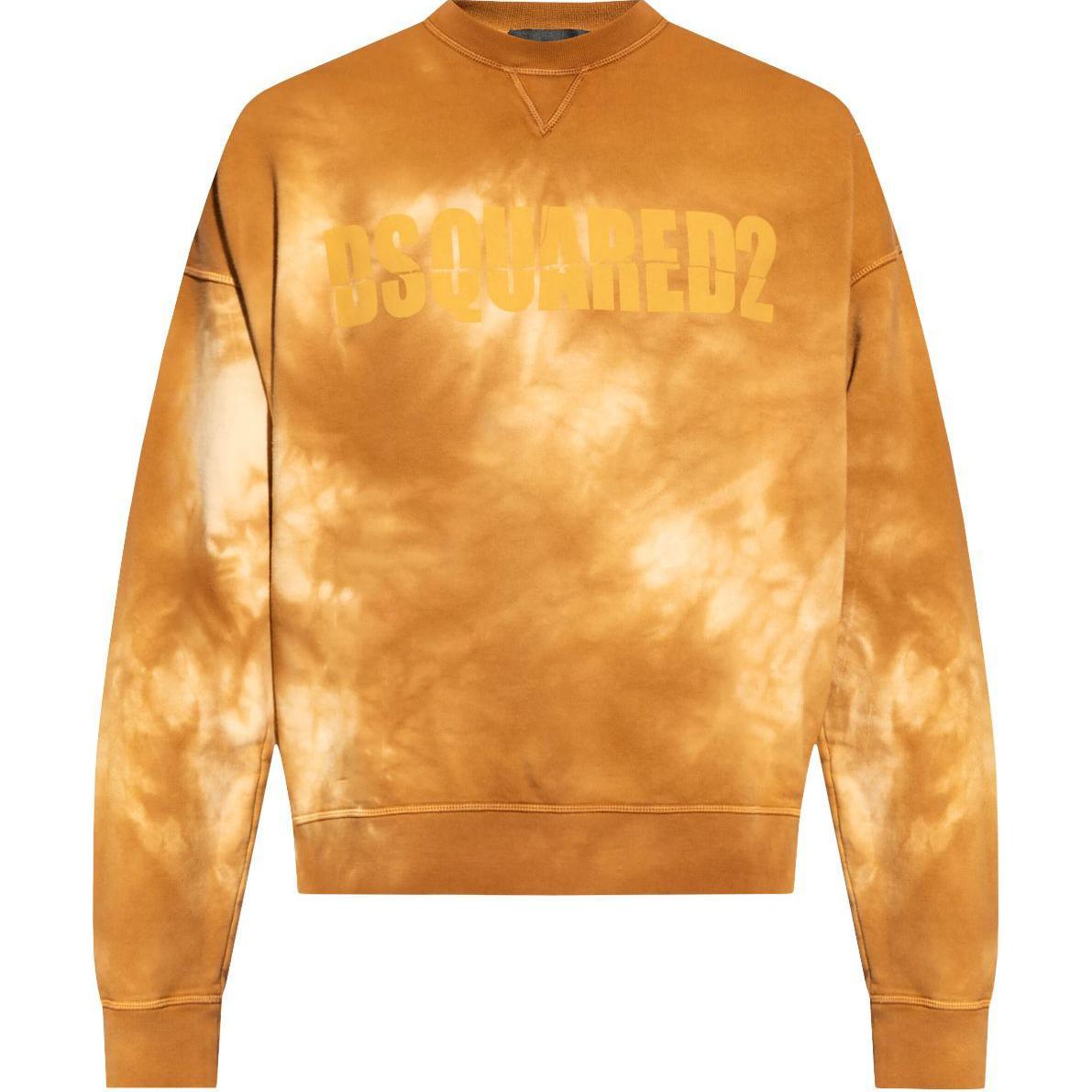 

Толстовка с круглым вырезом и принтом логотипа, окрашенная в технике тай-дай Dsquared 2, желтый