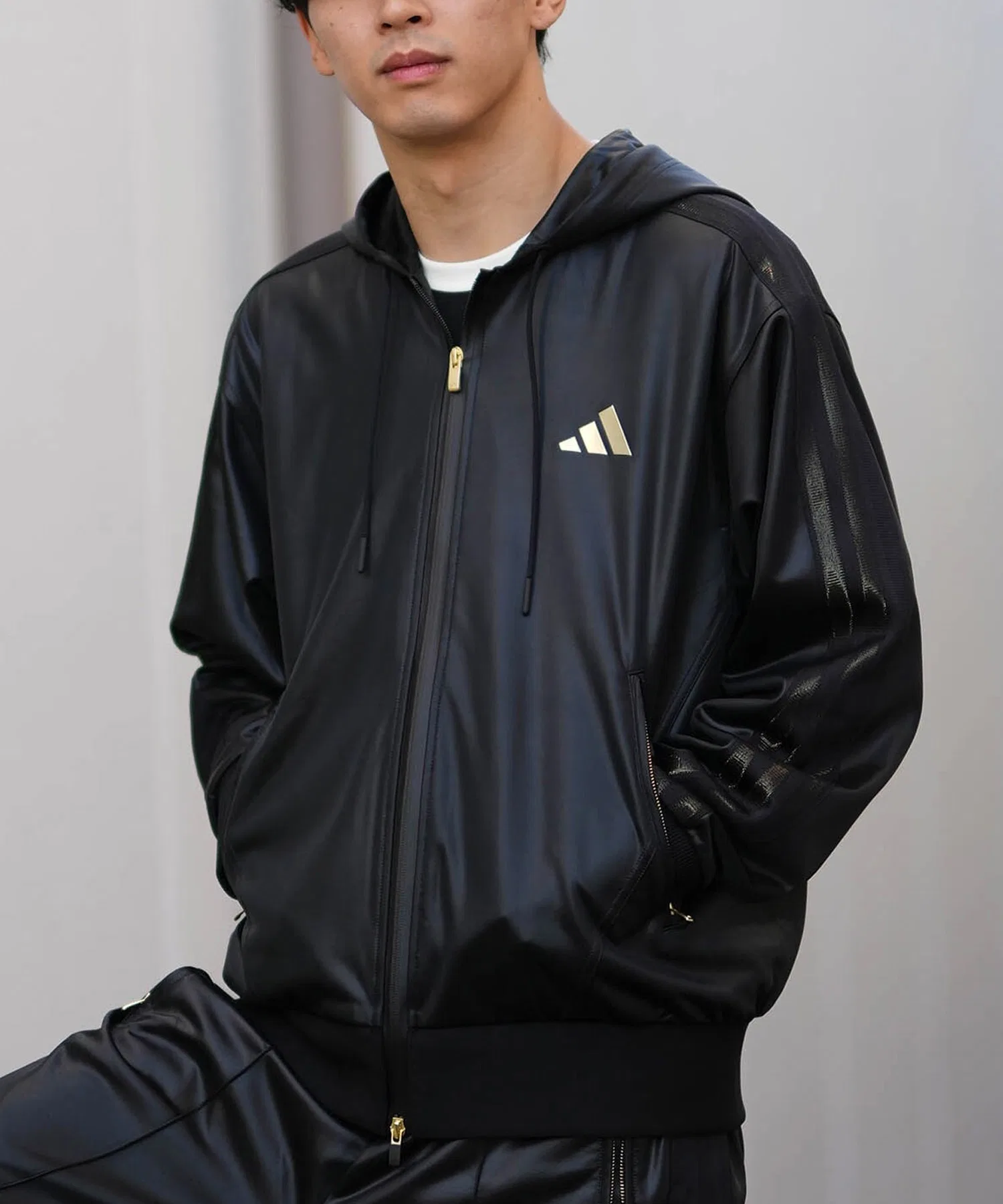 Толстовка adidas на молнии, золотистый цвет, свободный крой, спортивная куртка TV847