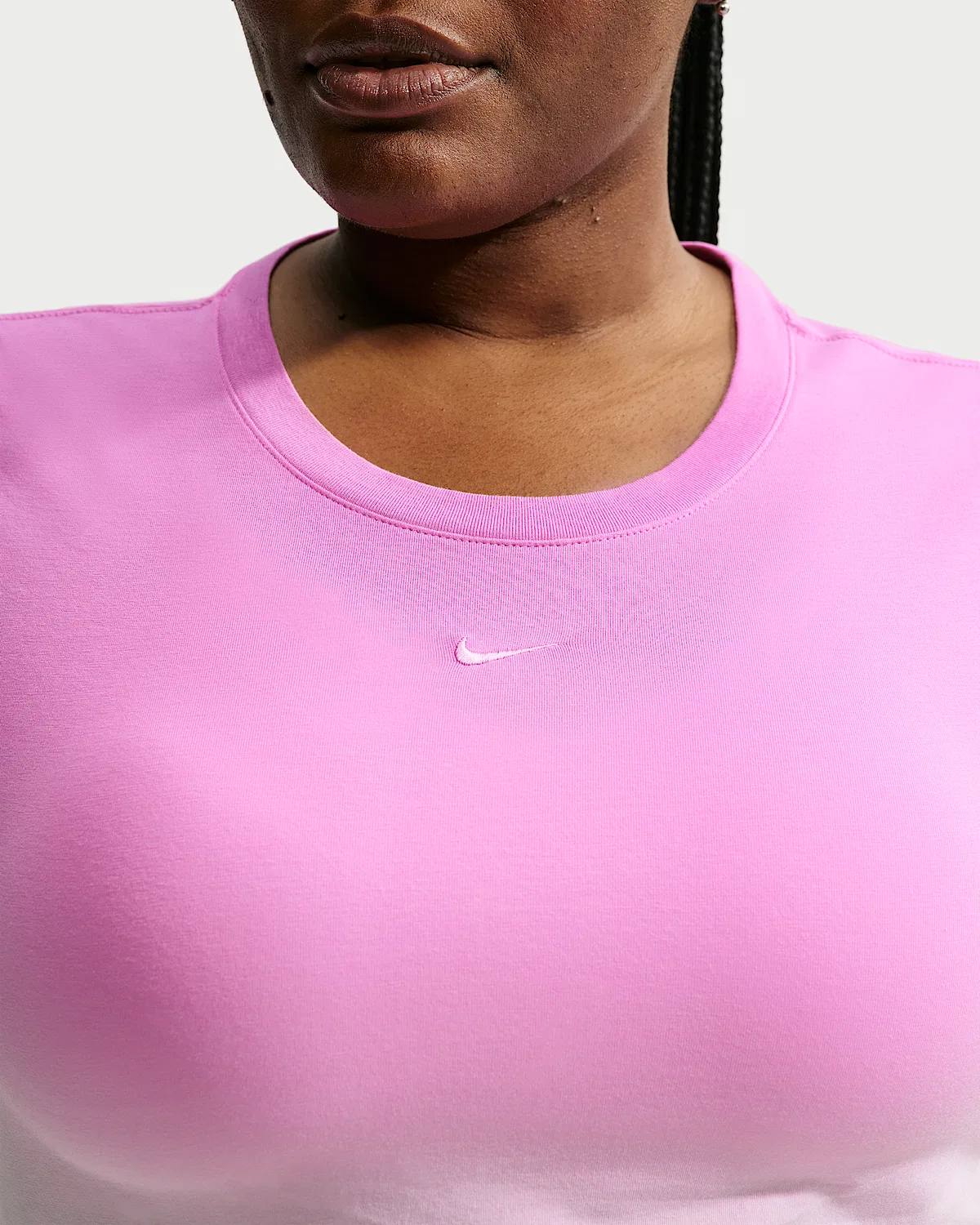 Женская укороченная футболка Slim (Plus Size) Nike Sportswear Chill Knit, Light Magenta/Pink Foam — фото 3