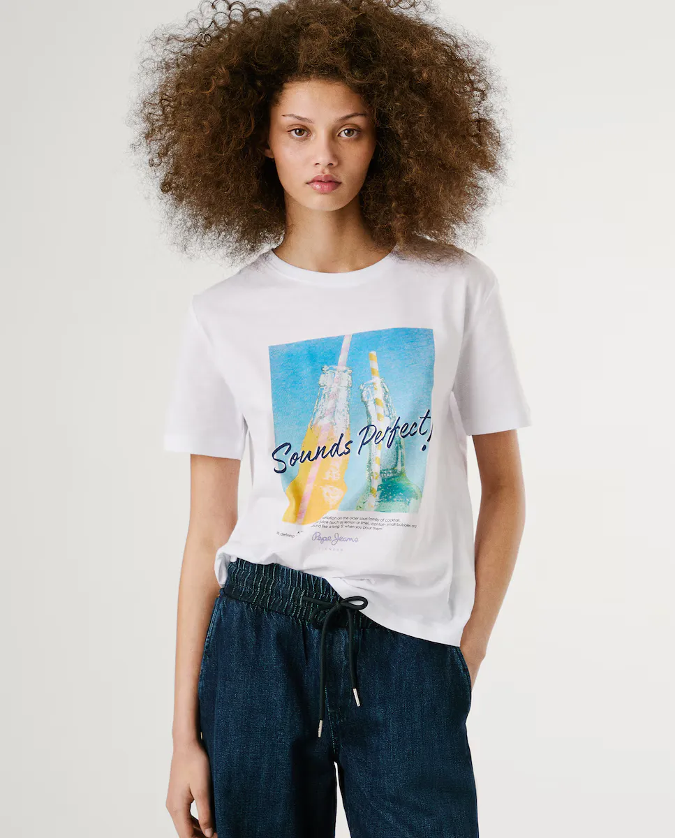 

Женская футболка с коротким рукавом и фотопринтом Pepe Jeans, белый
