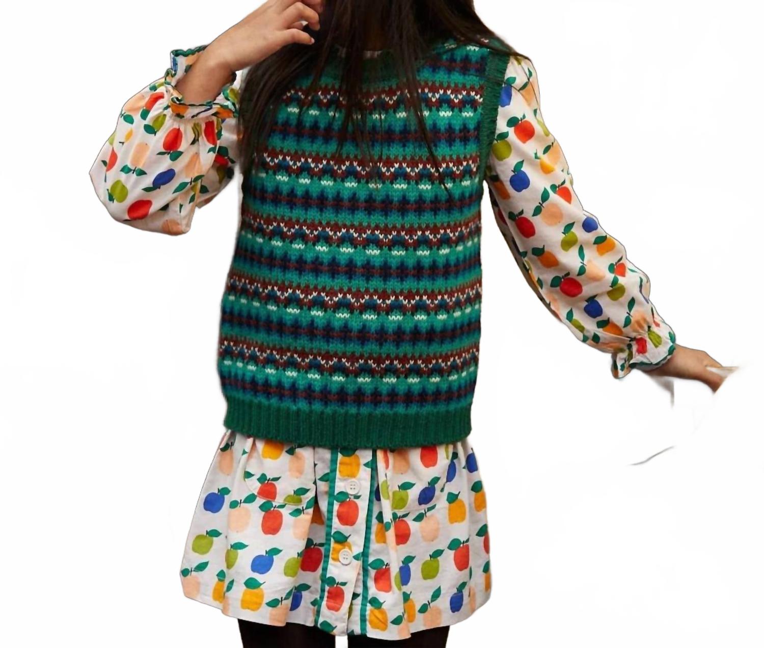 

Зеленый вязаный жилет Pablo Fair Isle Hello Simone