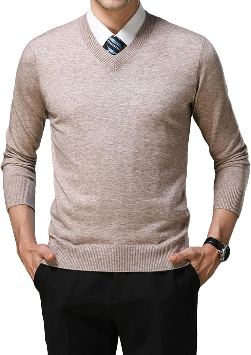 

Мужской свитер Maiyifu-GJ Stretchy Versatile Knit, однотонный, дышащий, для весны и осени