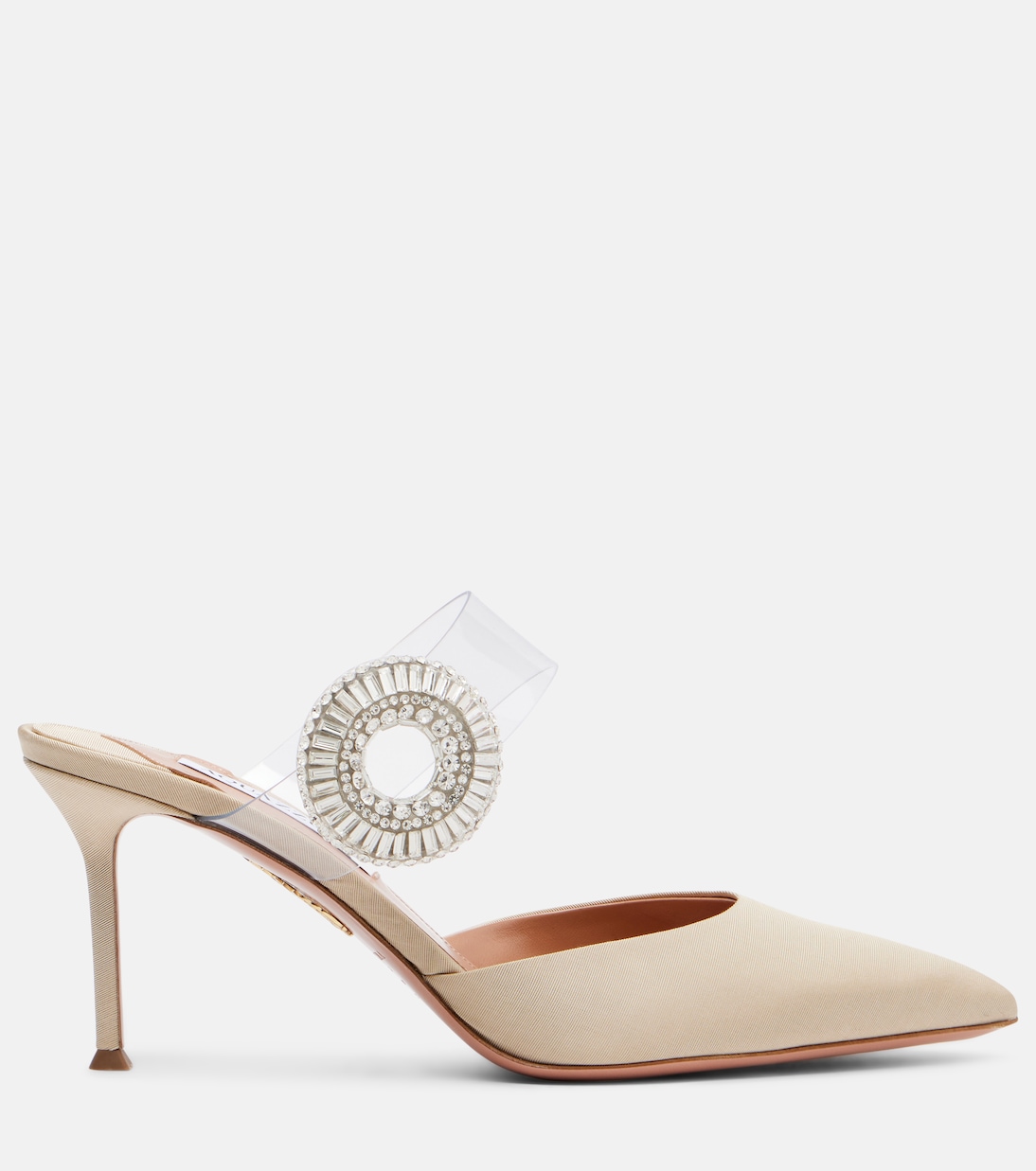 Кристальные обручи декорированные ПВХ шлепанцы Aquazzura, New Nude — фото 4