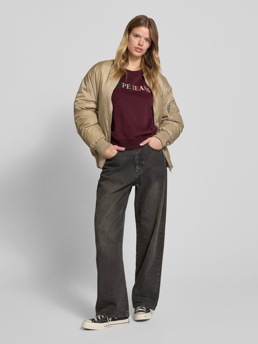 

Толстовка с круглым вырезом, модель «REAGAN» Pepe Jeans, бордовый