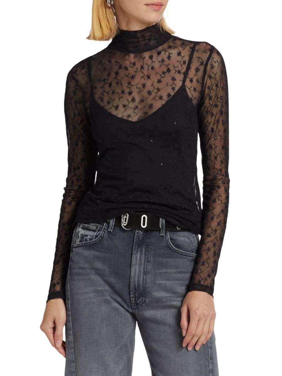 

Кружевной топ-водолазка Dahlia rag & bone, черный