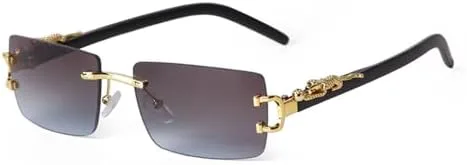 

Солнцезащитные очки без оправы прямоугольной формы для женщин, ретро-солнцезащитные очки без оправы с градиентными линзами для мужчин MTZJH, C6 Brown Blue