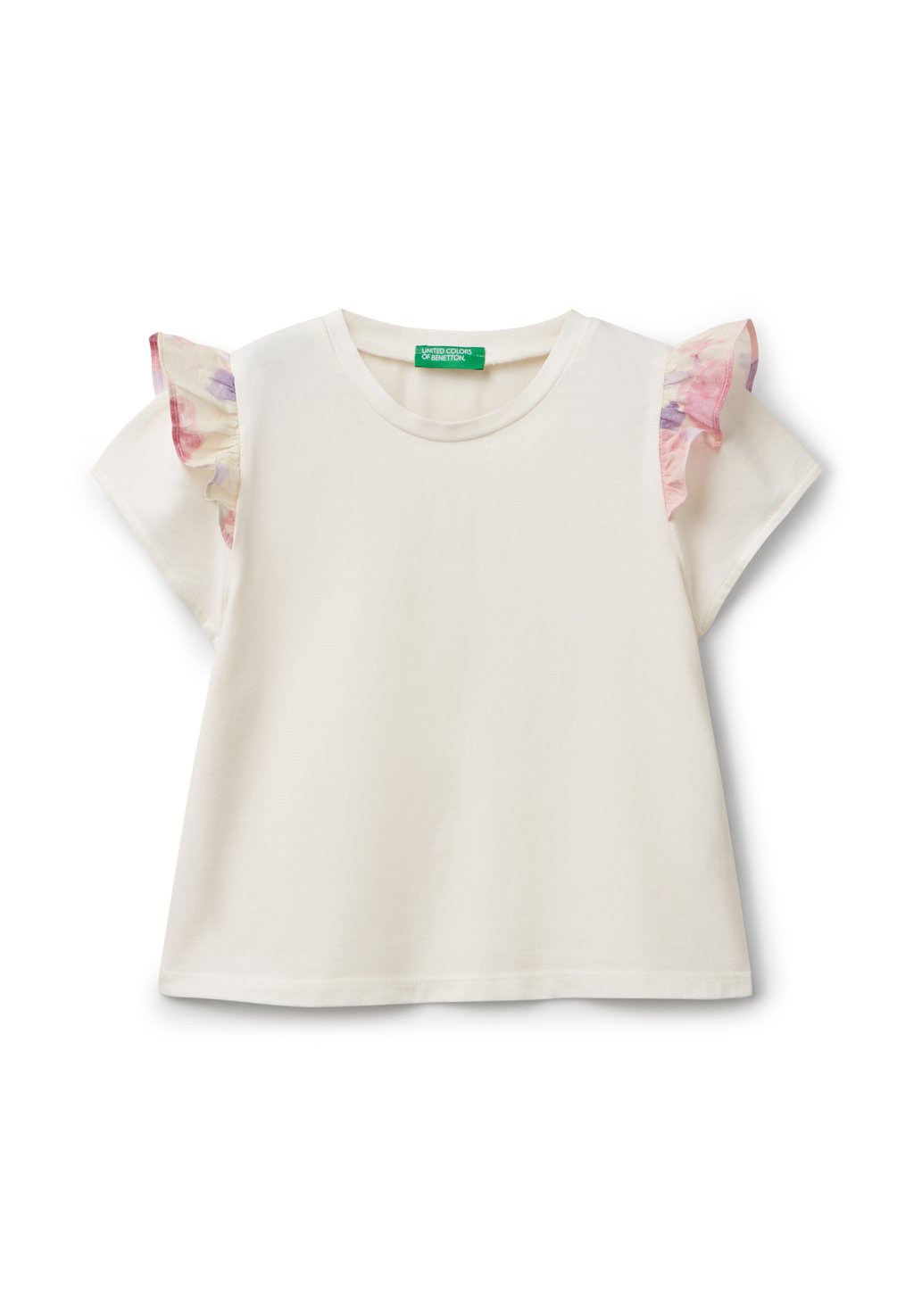 

Футболка с принтом WITH CAP SLEEVES United Colors of Benetton, белый