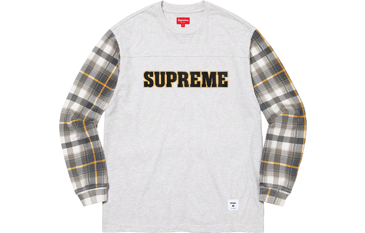 

Футболка Supreme Plaid Sleeve, черный / серый