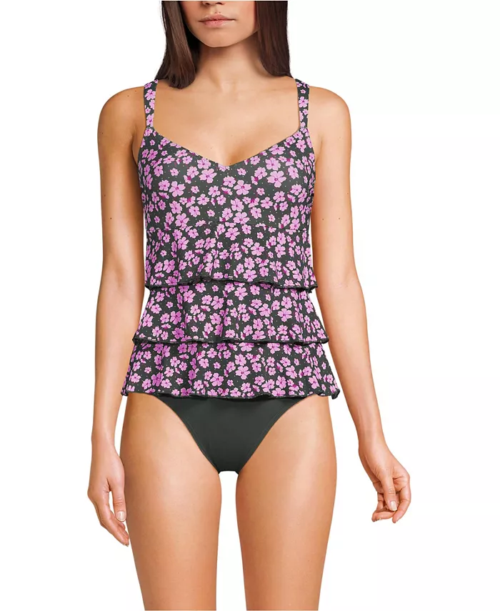 

Женский купальник-фокинки с рюшами One Piece Swimsuit Lands' End, красный