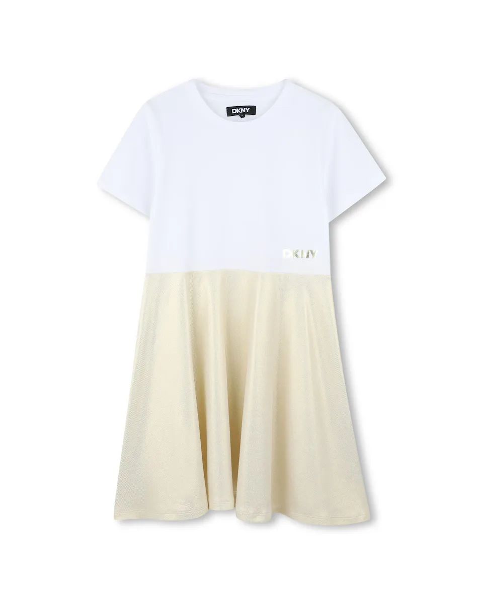 

Платье для девочки желтого цвета с короткими рукавами DKNY, золотой