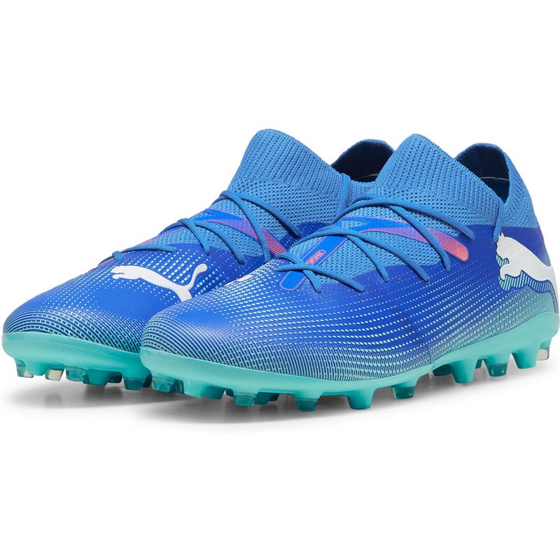 Футбольные бутсы для игры на хард Future 7 Match MG Puma, цвет bluemazing-puma white-electric peppermint — фото 3