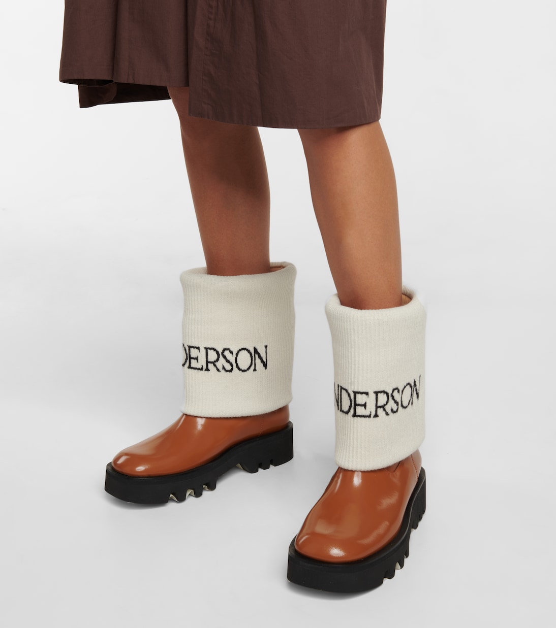 Кожаные ботинки с логотипом и интарсией JW Anderson, Elah + White — фото 4