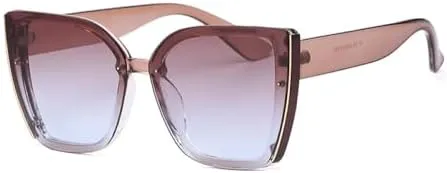 

Крупные солнцезащитные очки для женщин, модные солнцезащитные очки в большой квадратной оправе для мужчин, ретро-стиль, очки «кошачий глаз» MTZJH, Brown Blue