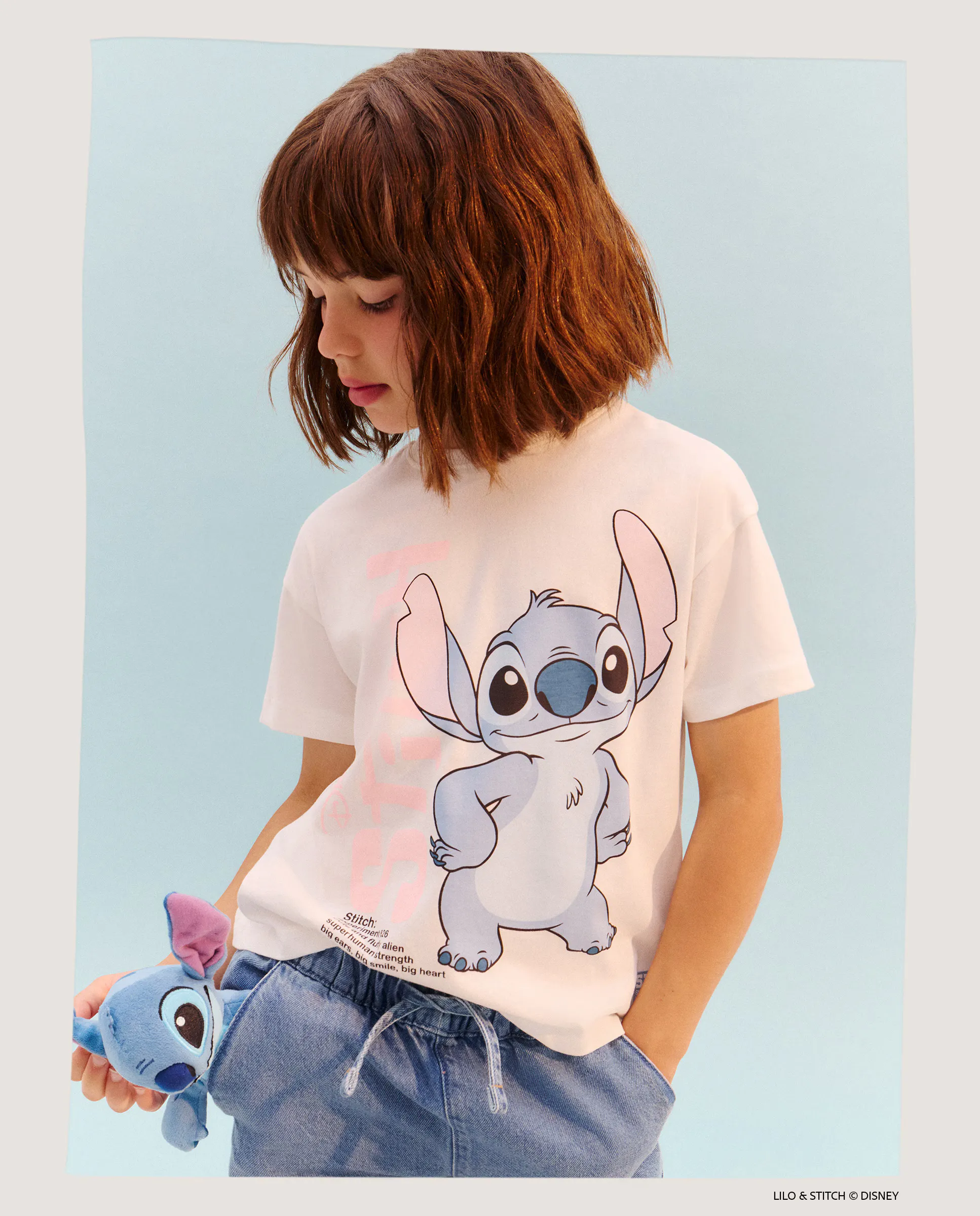 

Футболка с коротким рукавом и позиционным принтом Stitch для девочки Kids El Corte Inglés, белый