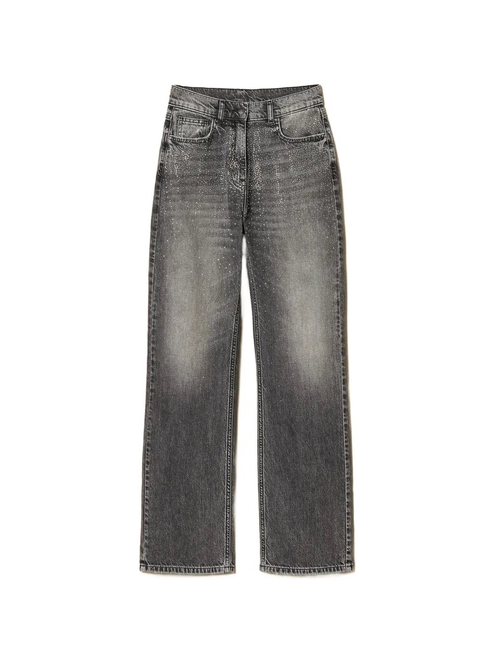 

Джинсы с пятью карманами, украшенные стразами Twinset, серый