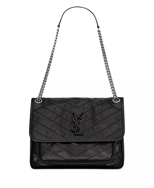 

Средняя сумка через плечо Niki из винтажной кожи Saint Laurent, черный