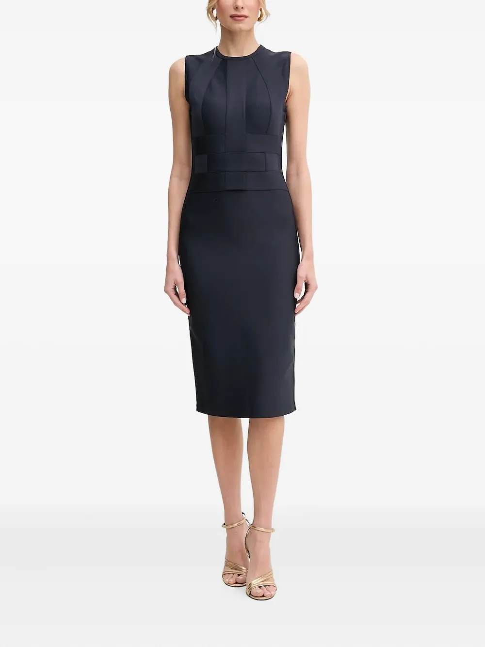 

Платье миди без рукавов со вставками Hervé Léger, синий