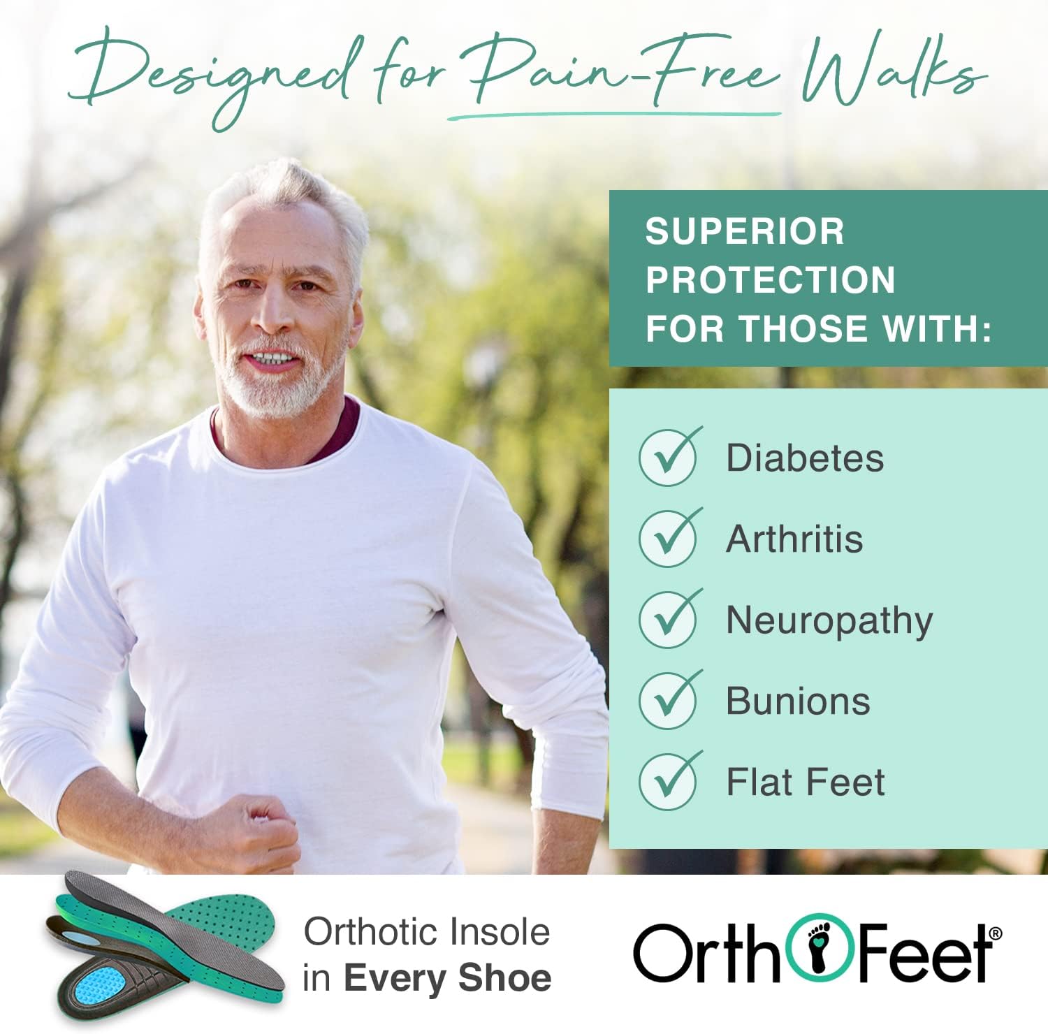 Мужские ортопедические кроссовки Orthofeet Yari с вязаным верхом и без шнурков, белый — фото 4