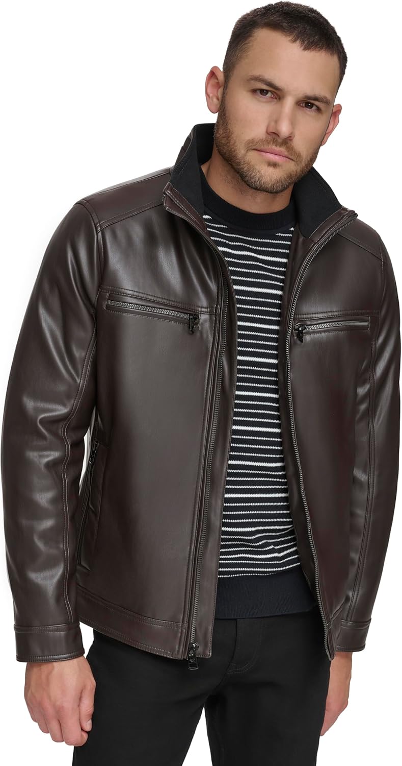 

Мужская повседневная куртка Calvin Klein Essential из искусственной кожи, Heritage Brown