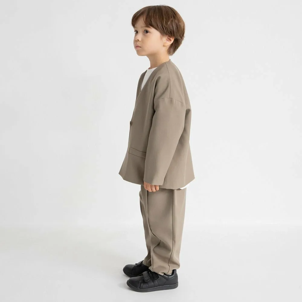 Комплект из двух предметов: пиджак без воротника и зауженные брюки. Branshes, beige — фото 3