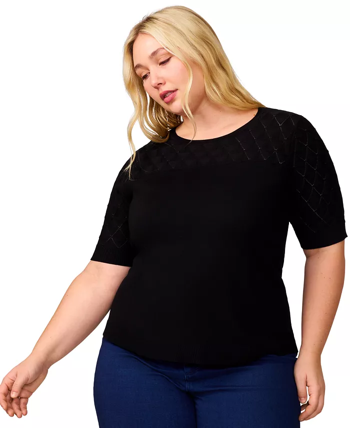 

Топ с рукавом ¾, Plus Size Melissa Paige, черный