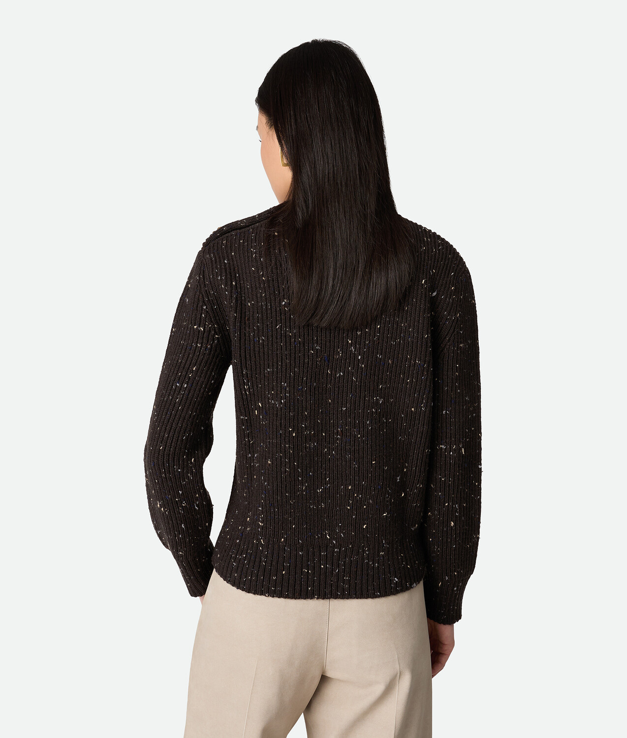 Wool english rib sweater BOTTEGA VENETA, фондан — фото 3