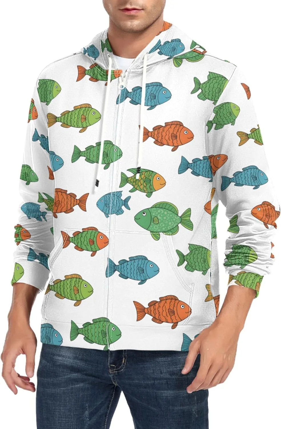 

Мужская толстовка с молнией и принтом Colorful Fish CUPADA