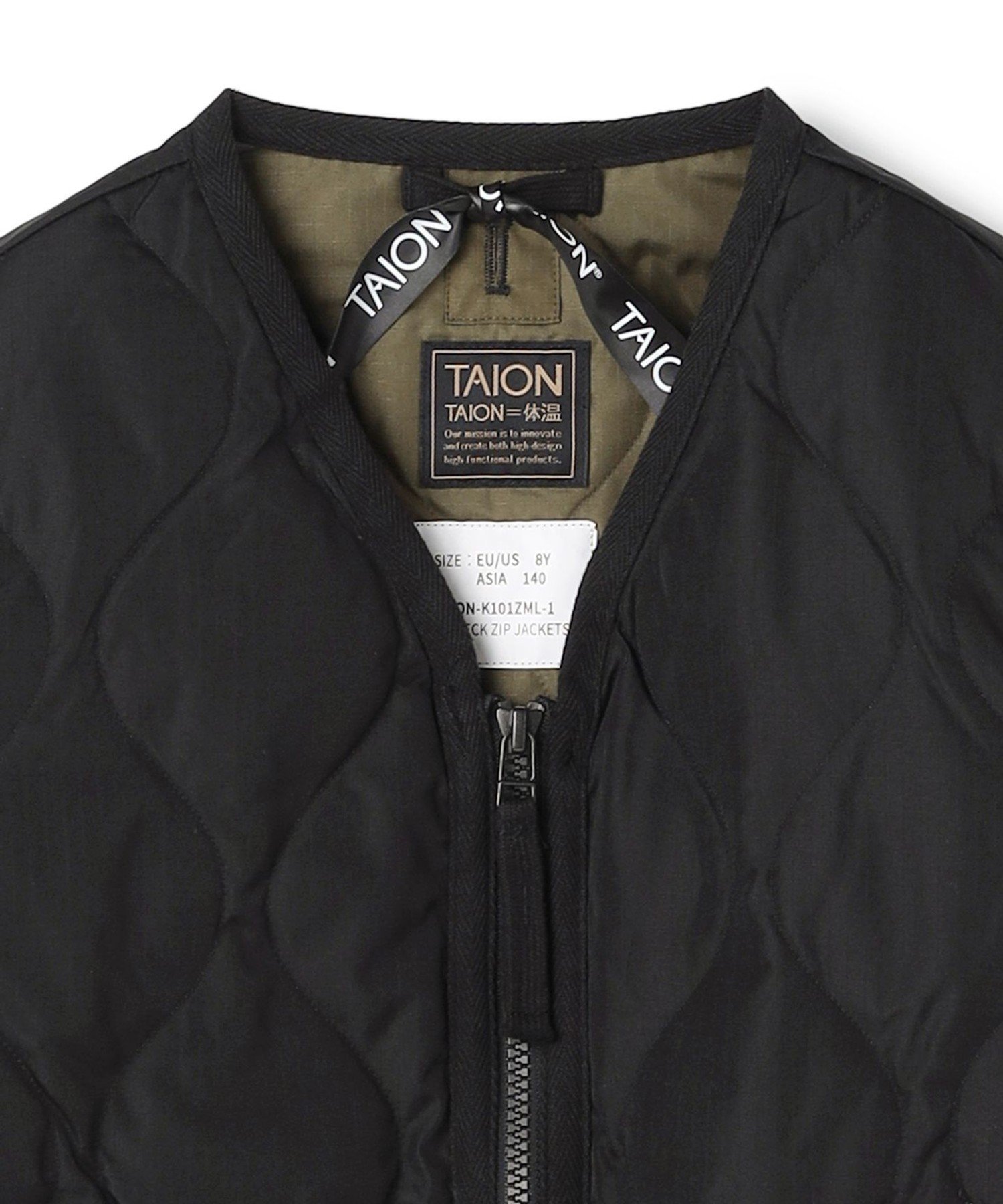 Пуховая куртка TAION Military Zip V-Neck (унисекс) (размеры 120-150 см) Unfilo, Black [005] — фото 3
