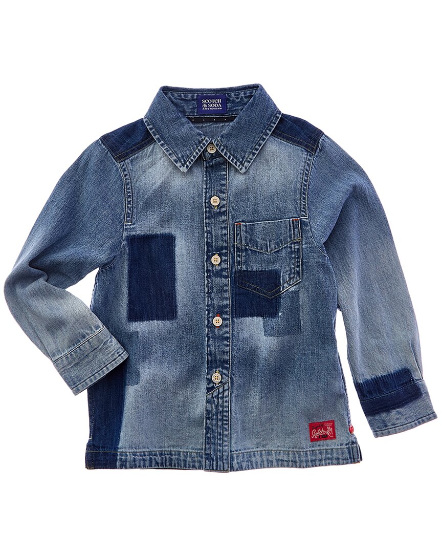 

Рубашка-рубашка из выстиранного лоскутного денима Scotch & Soda, синий