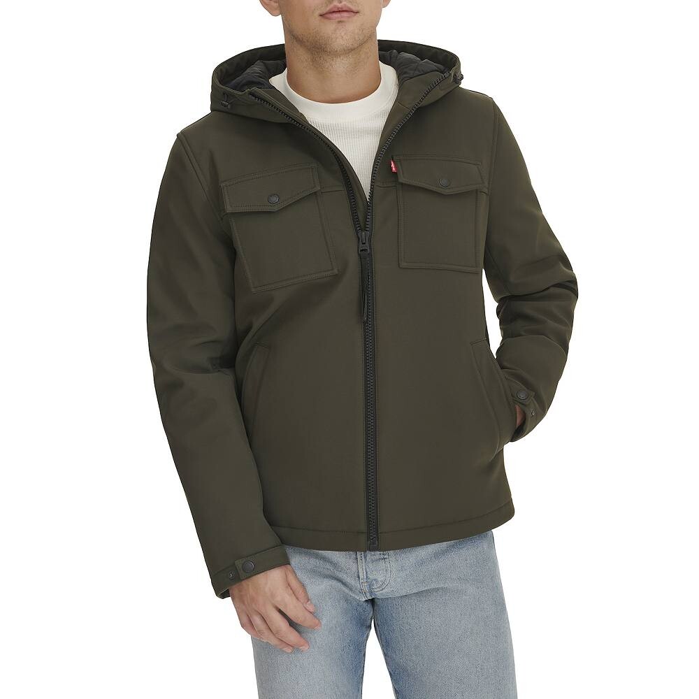 Мужское штормовое пальто с капюшоном и стеганой подкладкой Levi's Soft Shell, черный — фото 3