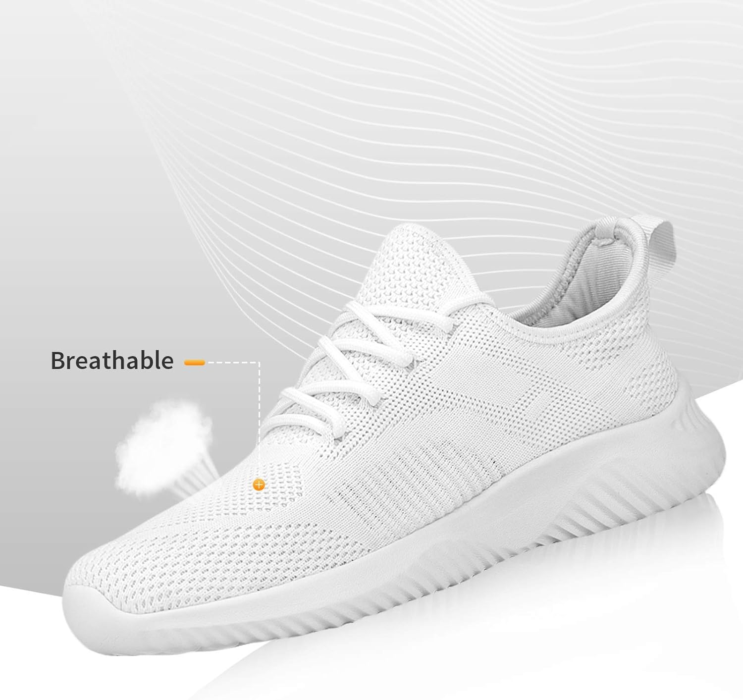 Кроссовки Flysocks для мужчин с легкой посадкой, нескользящие кроссовки, легкие дышащие сетчатые кроссовки для повседневной носки, тенниса, бега и ходьбы, белый — фото 2