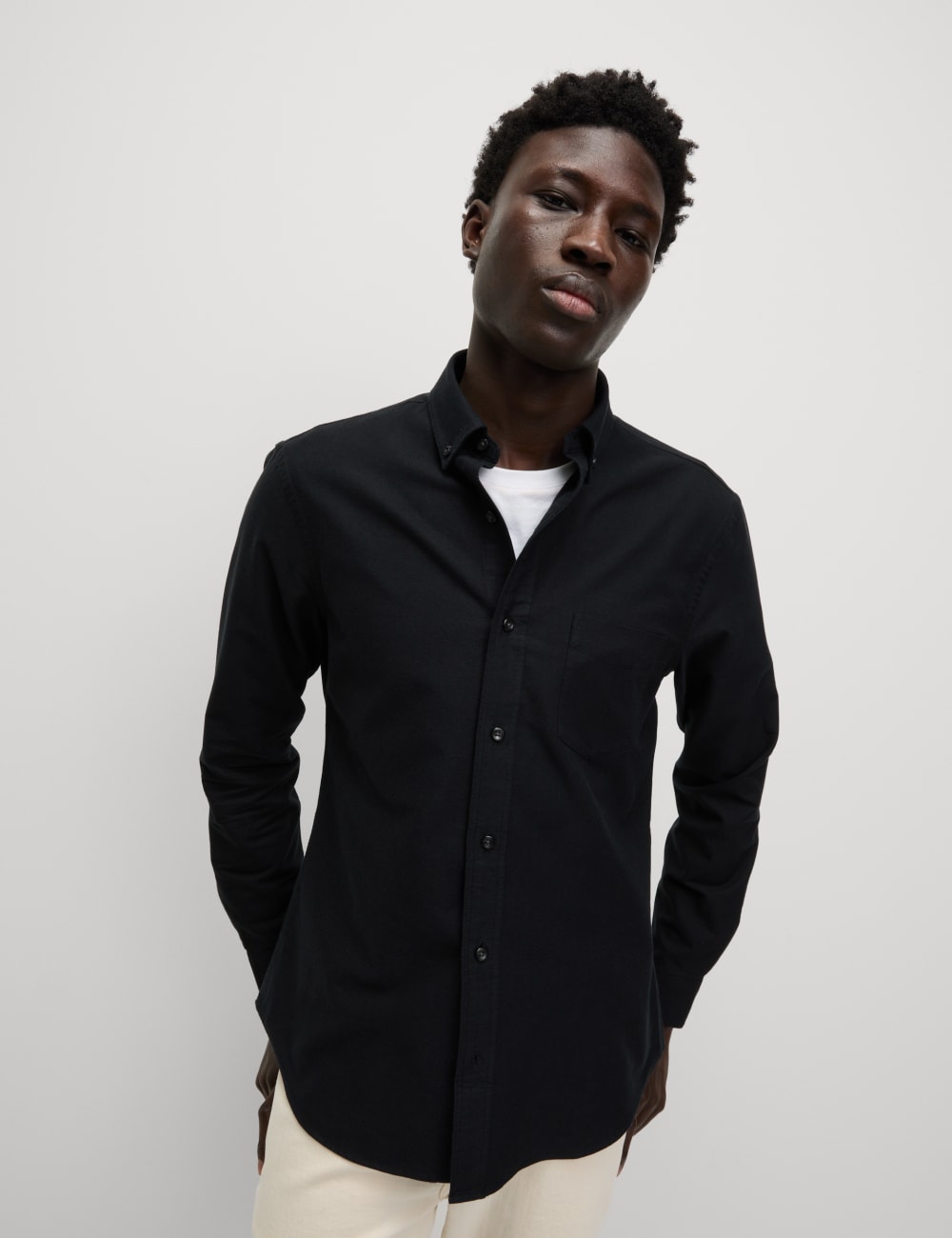 

Лучшая рубашка Oxford из чистого хлопка Marks & Spencer, черный