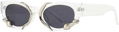 

Солнцезащитные очки «кошачий глаз» 2026 года для женщин, модные солнцезащитные очки в маленькой оправе, в стиле хип-хоп, ретро, ​​с зеркальными линзами MTZJH, Transparent