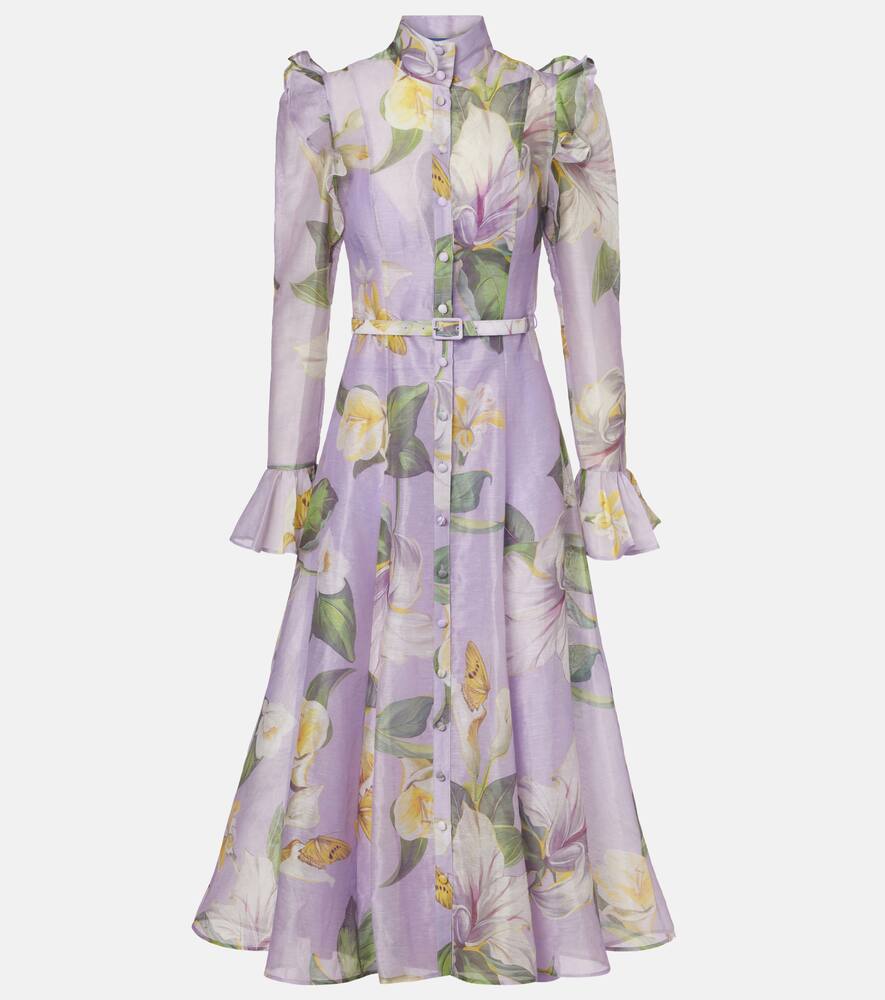 

Хлопковая рубашка-платье Katrina из льняной смеси Leo Lin, Lily Blossom Print In Lilac