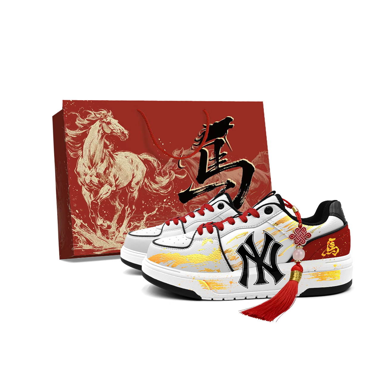 

MLB Кроссовки для скейтбординга Chunky Liner Low top Unisex красные белые gold