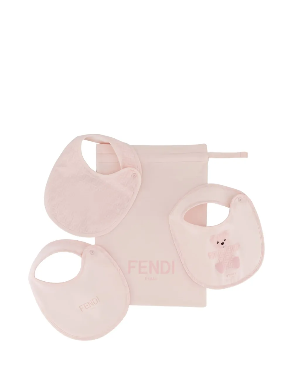 

Слюнявчики с узором FF (набор из трех штук) FENDI KIDS, розовый