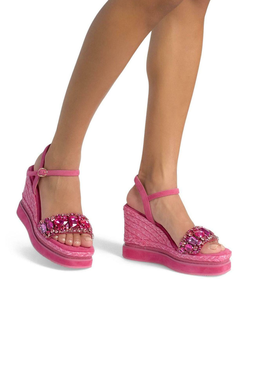 Босоножки на танкетке CON CIERRE HEBILLA - High heeled sandals Alma en Pena, цвет Fucsia Jaspeado