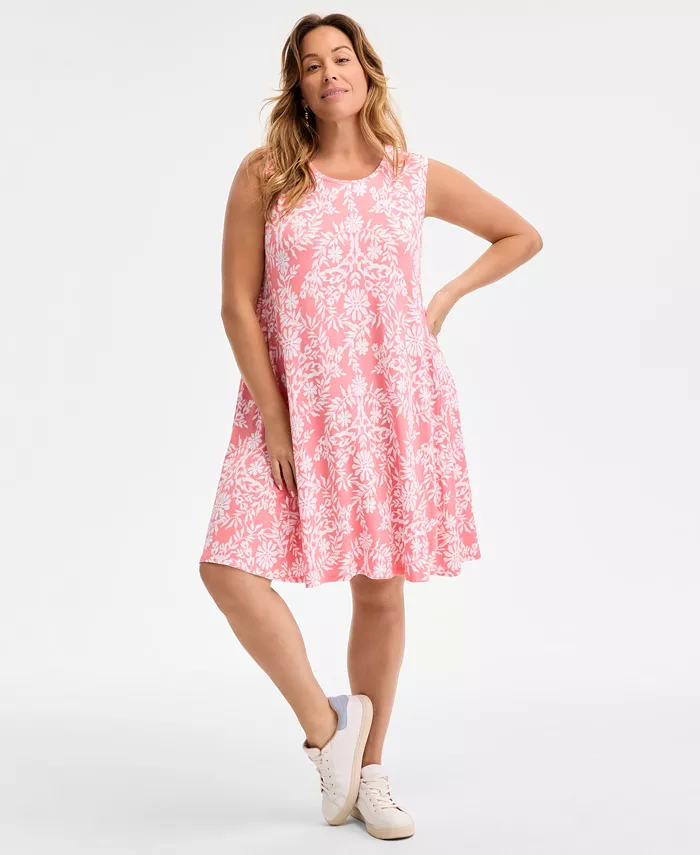 

Платье без рукавов с принтом Plus Size на бретелях Style & Co, розовый