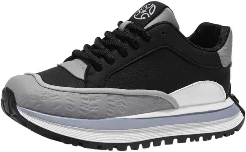 

Мужские стильные низкие спортивные кроссовки - толстая подошва для комфортной носки на улице Hoalox, черный