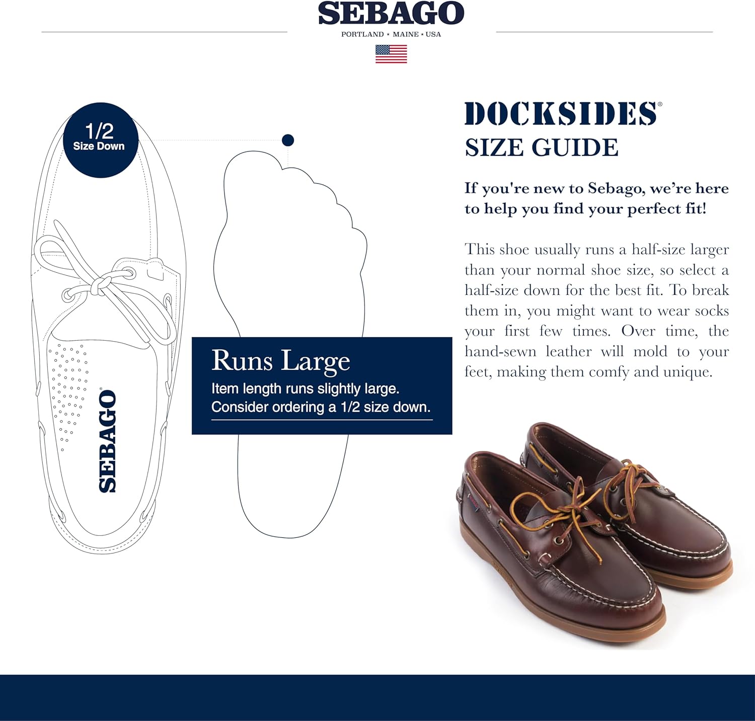 Мокасины Sebago Portland с вощеной обработкой - ручная работа, кожаные мокасины с вощеной отделкой, подкладкой из кожи и резиновой подошвой, не оставляющей следов и противоскользящей, коричневый — фото 3