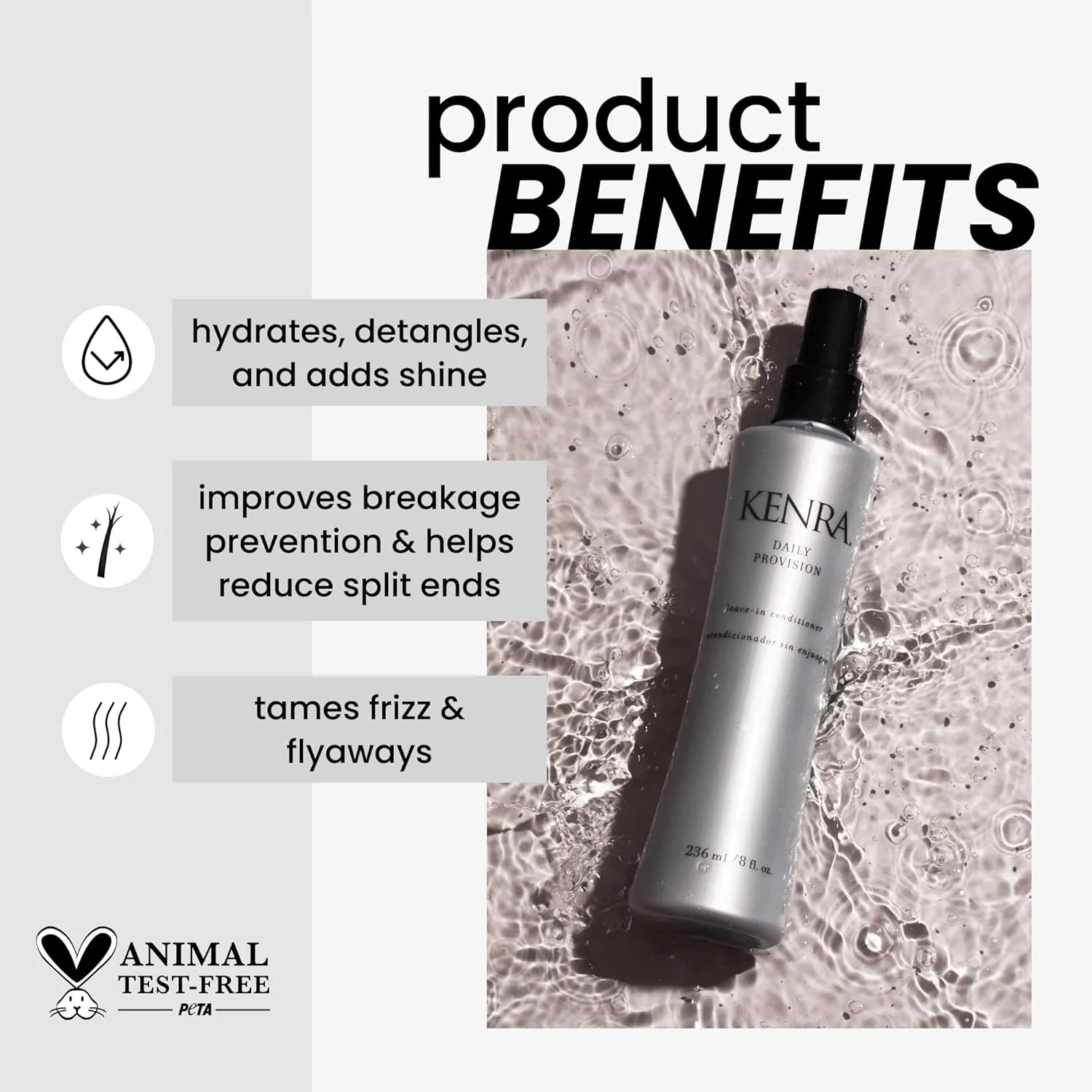 Kenra Professional Daily Provision кондиционер несмываемый, увлажняет, распутывает и придает блеск, защищает от термовоздействия, 2 шт по 236 мл 237 мл (2 шт.) — фото 2
