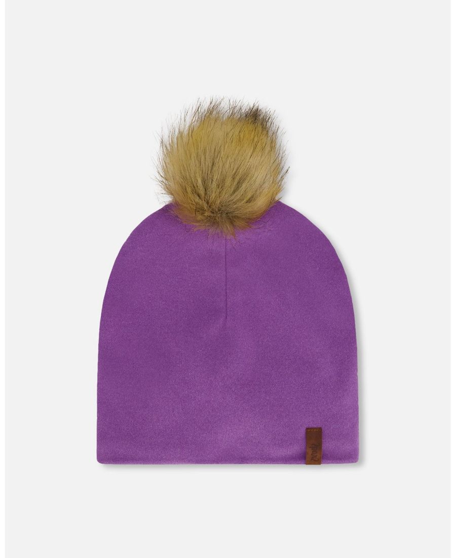 

Детская многосезонная трикотажная шапочка для девочек со съемным помпоном, лавандового цвета Deux par Deux, Lavender