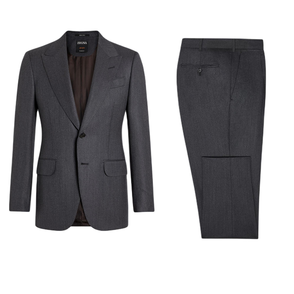 

Однобортный шерстяной костюм Ermenegildo Zegna, темный серый