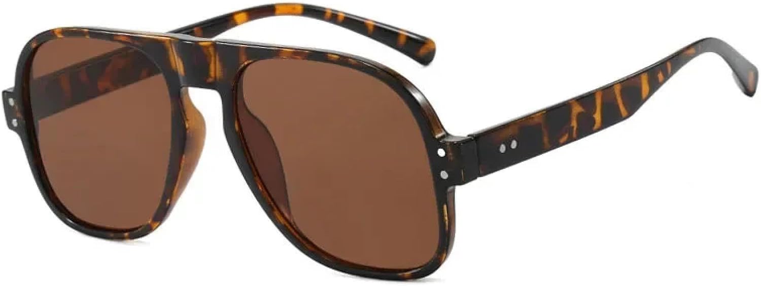 

Солнцезащитные очки с защитой от УФ-излучения UV400 | Rivet Punk, увеличенная оправа | Для женщин и мужчин, для занятий спортом на открытом воздухе и вождения DSVIGF, Leopard Tea