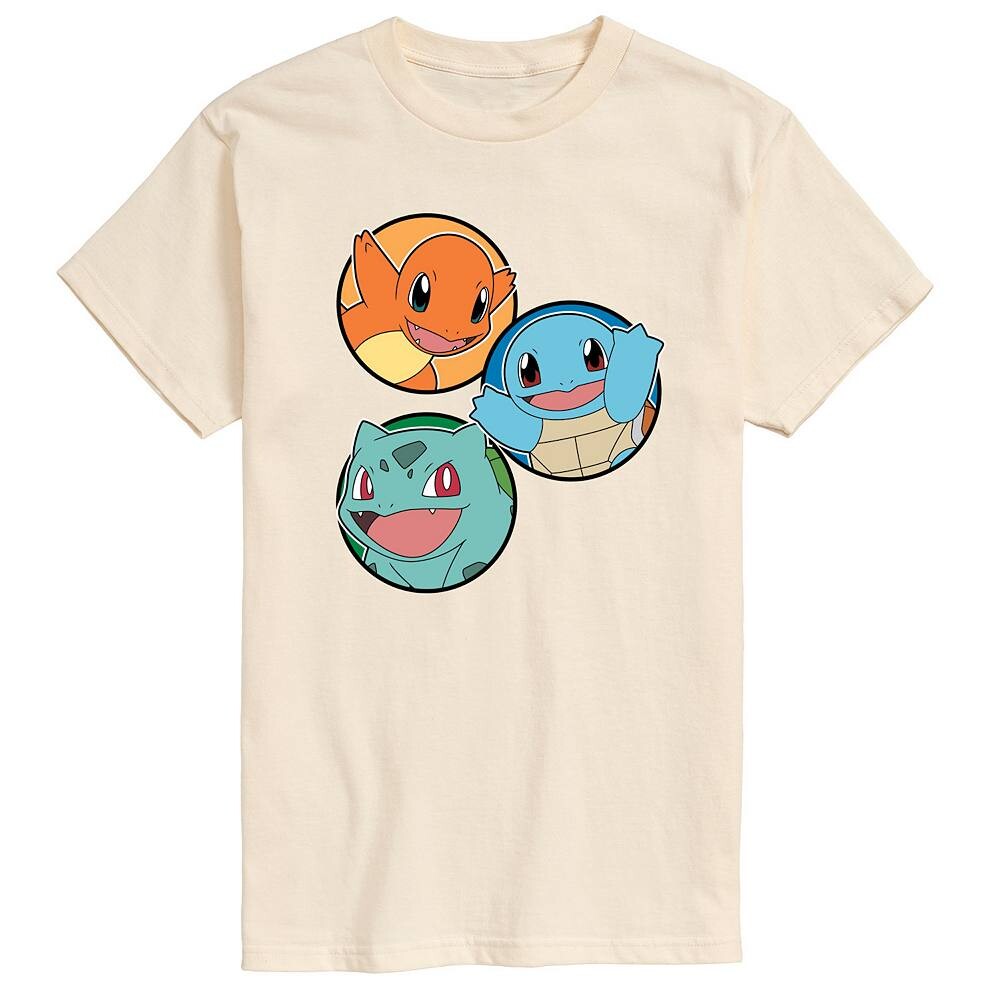 

Мужская футболка с рисунком Pokemon Squirtle Bulbasaur Charmander, цвет Cream