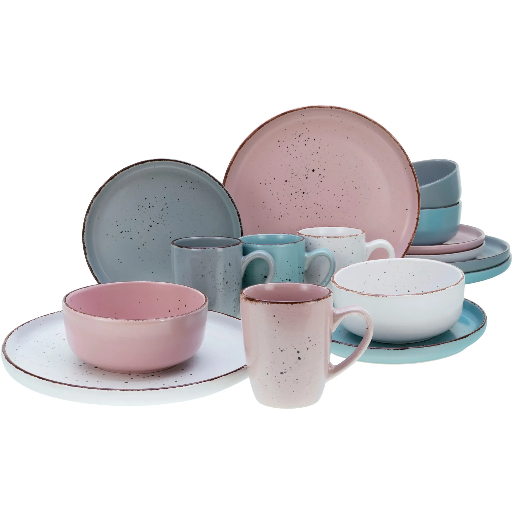 

Комбинированный сервиз CreaTable «Набор посуды Modern Fashion», (набор, 16 предметов, кофейный сервиз и обеденный сервиз в наборе, на 4 персоны), сервиз, неравномерная посыпка, 16 предметов, на 4 персоны, цвет bunt