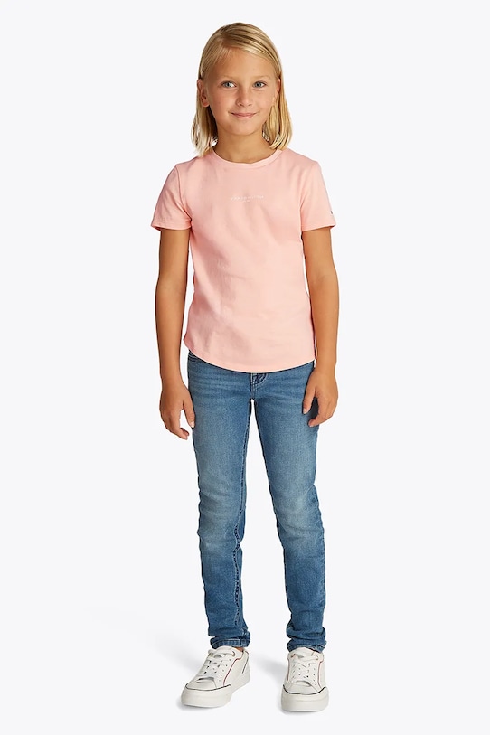 

Детская хлопковая футболка Tommy Hilfiger, розовый
